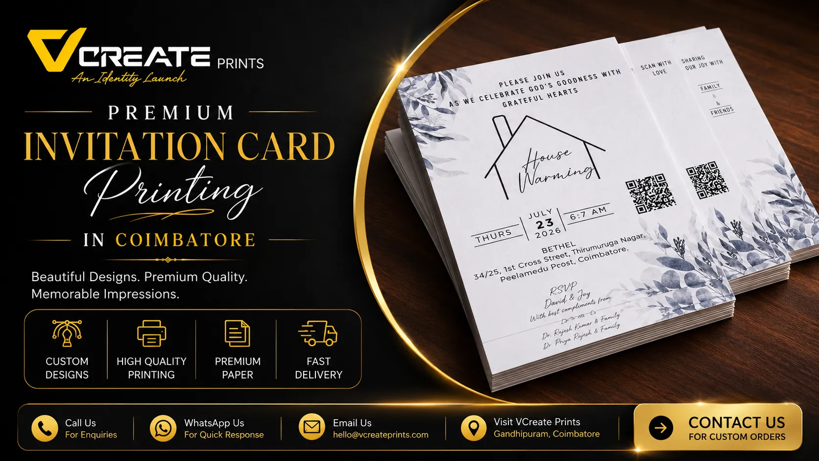 Premium Invitation Card Printing in Coimbatore for Every Special Occasion